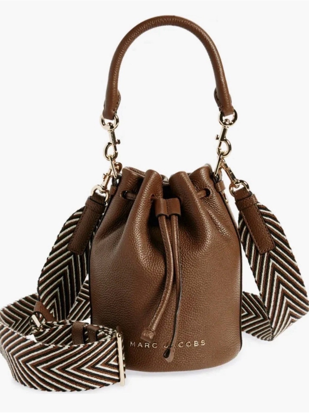 Marc Jacobs The Groove Webbing Bucket Bag In Cognac 4R3HCR013H02 New
